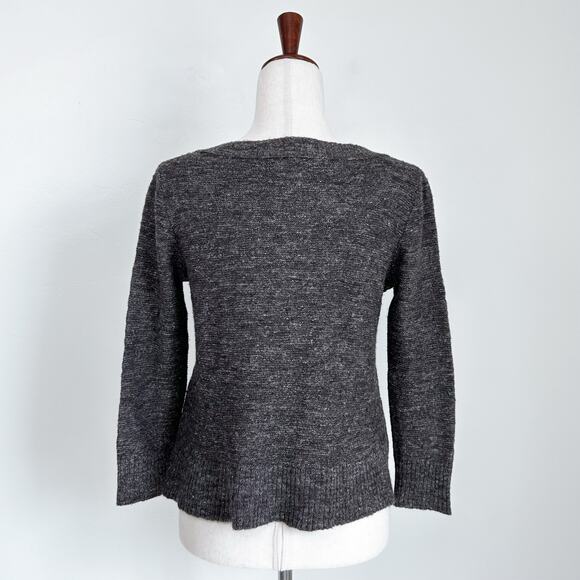 Eileen Fisher Wool Linen/Silk Knit V-Neck Sweater - Picture 5 of 7
